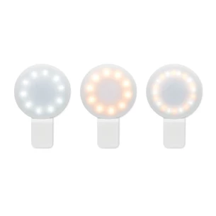 LED selfie valgusti koos klambriga - PINNY- valge